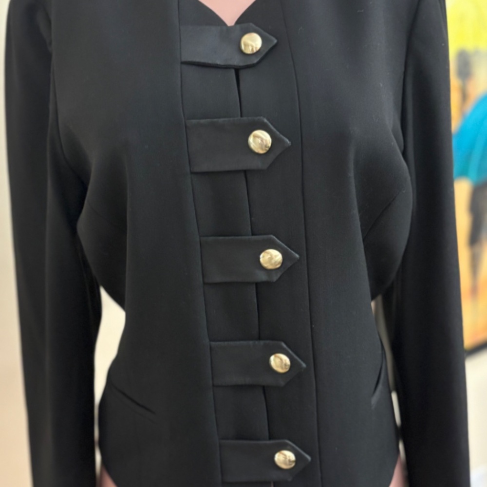 Designer ET CETERA (Carlisle) 2 Piece Black Suit with LEATHER trim, NWOT